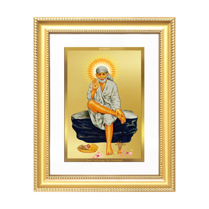 Diviniti 24K Gold Plated Sai Baba (Classic) Divine Wall Frame for Home Mandir & Office Decor | Luxury Spiritual Gift