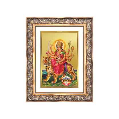 Durga Sherawali Mata with Pind | Divine Wall Mount Photo Frame in 24K Gold Plated Foil
