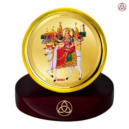 Diviniti 24K Gold Plated Umiya Mata Photo Frame for Car Dashboard, Home Decor, Table Top, Puja Room Worship and Festival Gift MCF1CGOLD (5.5x5 CM)