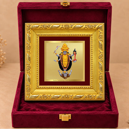 24K Gold-Plated Maa Kali Frame | Premium Gift Box | 10x10 CM