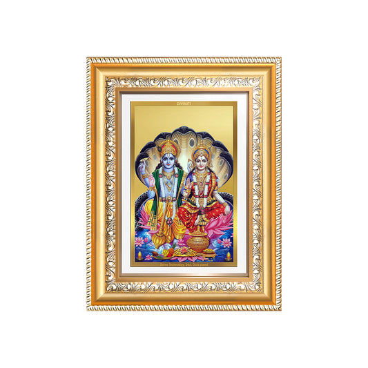 Diviniti 24K Gold Plated Vishnu Lakshmi (Classic) Divine Wall Frame for Home Mandir & Office Decor | Luxury Spiritual Gift