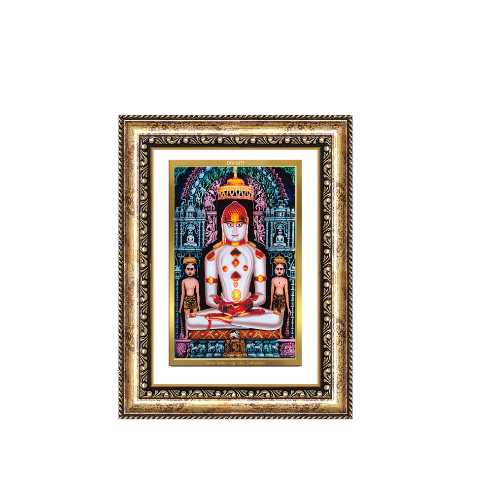 Diviniti 24K Gold Plated Adinath Divine Wall Frame for Home Mandir & Office Decor | Premium Jain Spiritual Gift