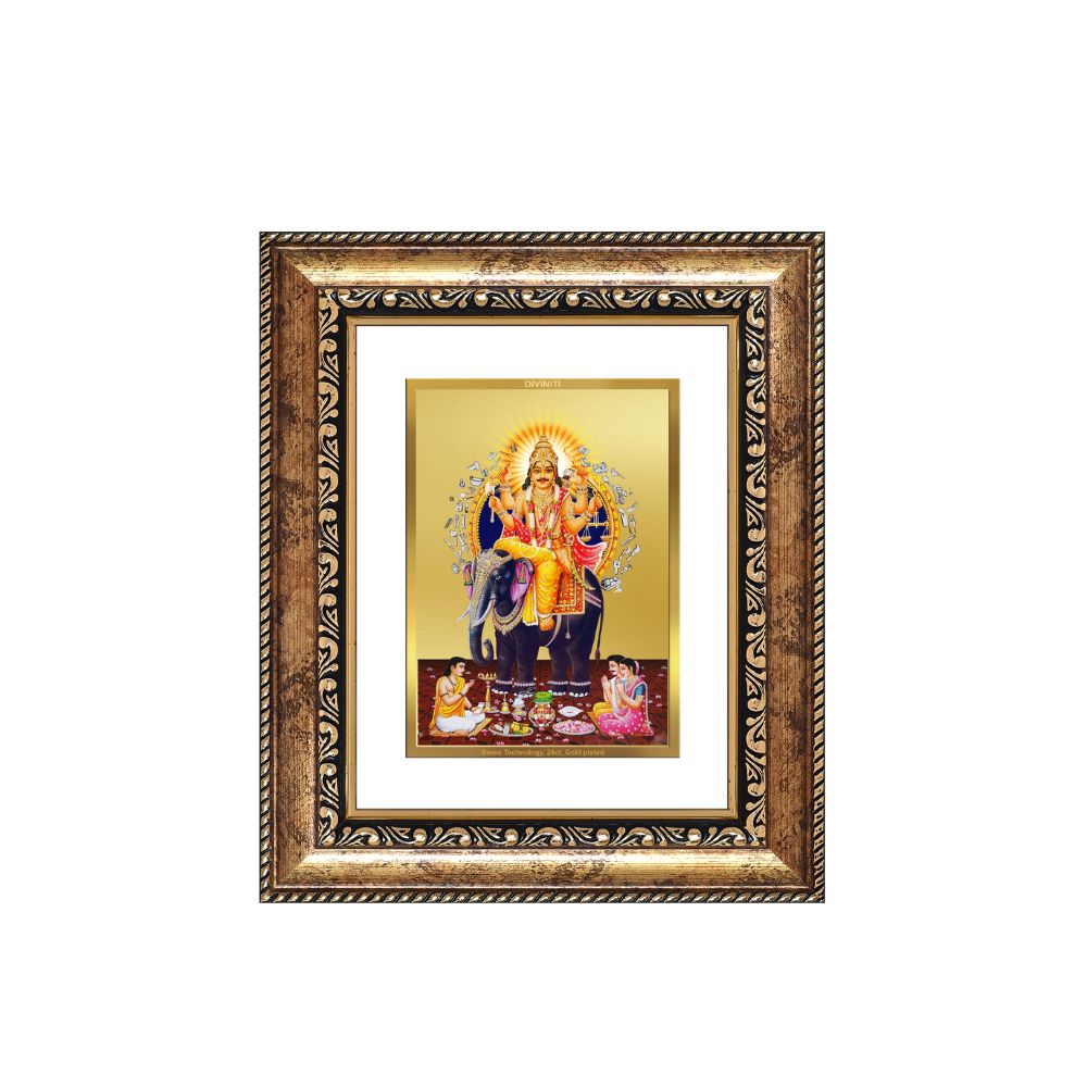Diviniti 24K Gold Plated Vishvakarma Divine Table Top Frame for Home Mandir & Office Decor | Luxury Spiritual Gift