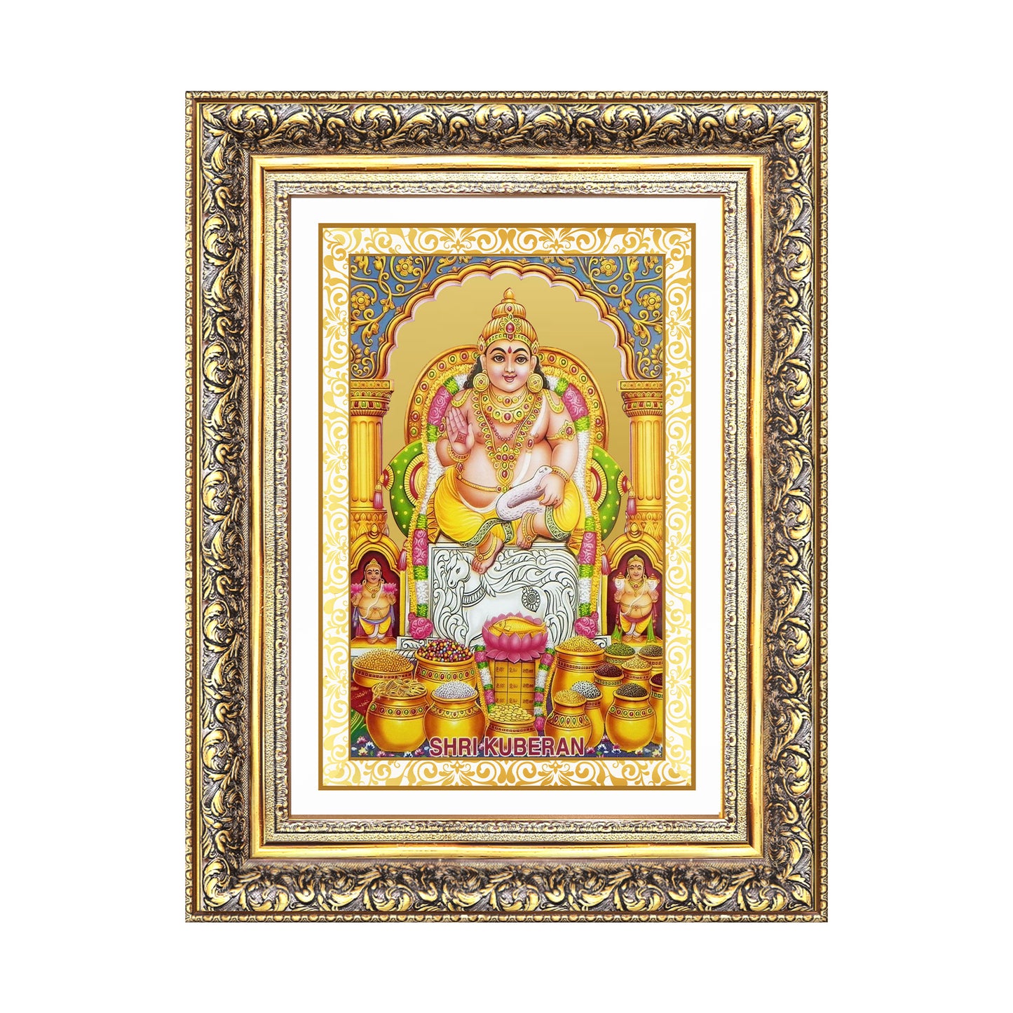 Diviniti 24K Gold Plated Kuber (Classic) Divine Wall Frame for Home Mandir & Office Decor | Luxury Spiritual Gift