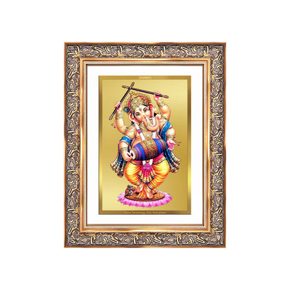 Diviniti 24K Gold Plated Dancing Ganesha (Classic) Divine Wall Frame for Home Mandir & Office Decor | Luxury Spiritual Gift