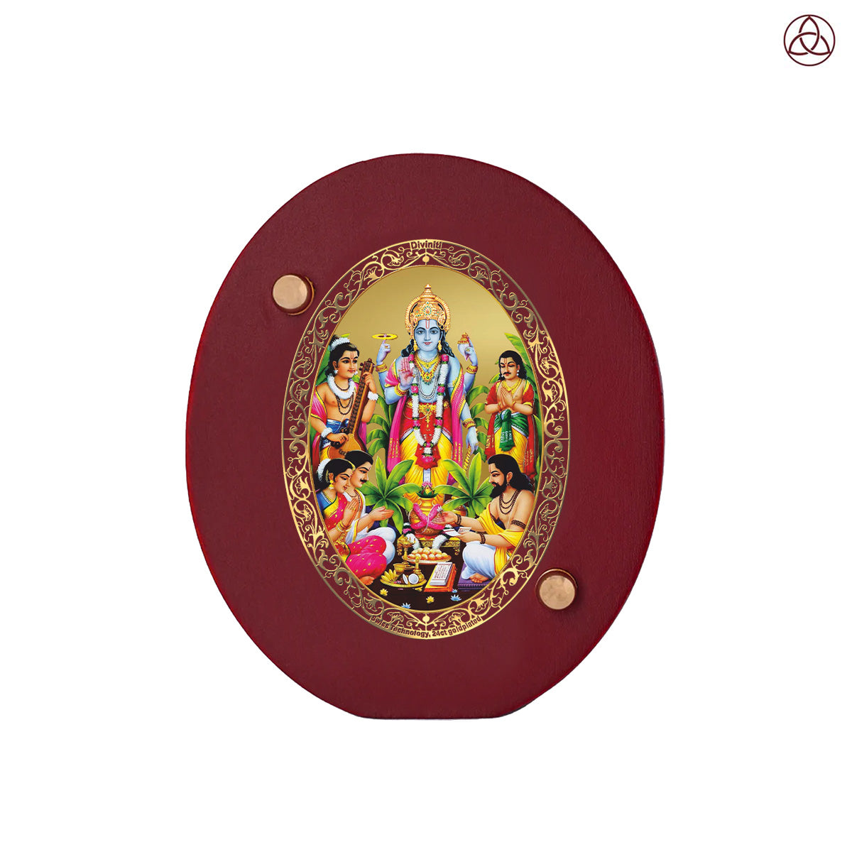 Satyanarayan Car Dashboard & Tabletop Photo Frame in 24K gold plated royal foil
