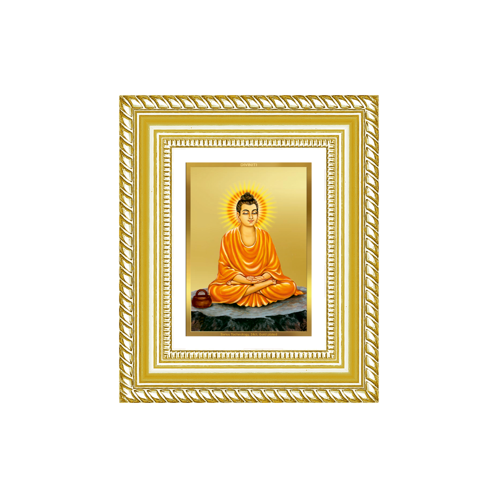 Diviniti 24K Gold Plated Buddha Divine Table Top Frame for Home Mandir & Office Decor | Luxury Spiritual Gift