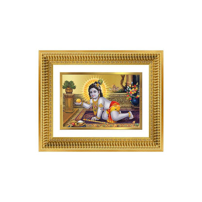 Diviniti 24K Gold Plated Laddu Gopal (Classic) Divine Wall Frame for Home Mandir & Office Decor | Luxury Spiritual Gift