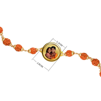 Personalized Rudraksha Rakhi with 22MM 24K Gold Plated Foil Divine Raksha Bandhan Gift
