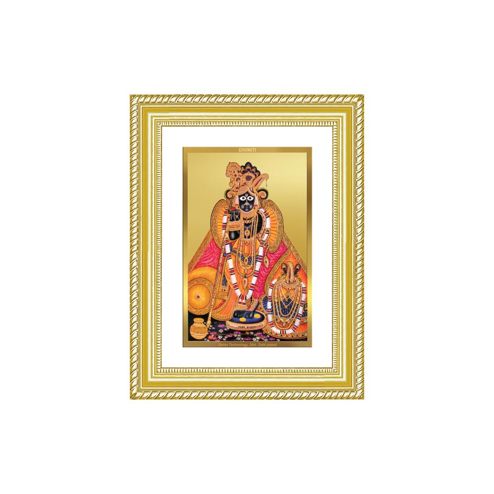 Diviniti 24K Gold Plated Banke Bihari Ji (Classic) Divine Wall Frame for Home Mandir & Office Decor | Luxury Spiritual Gift
