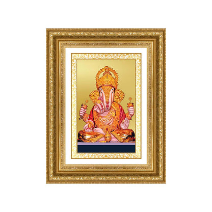 Diviniti 24K Gold Plated Dagadu Ganesha (Classic) Divine Wall Frame for Home Mandir & Office Decor | Luxury Spiritual Gift