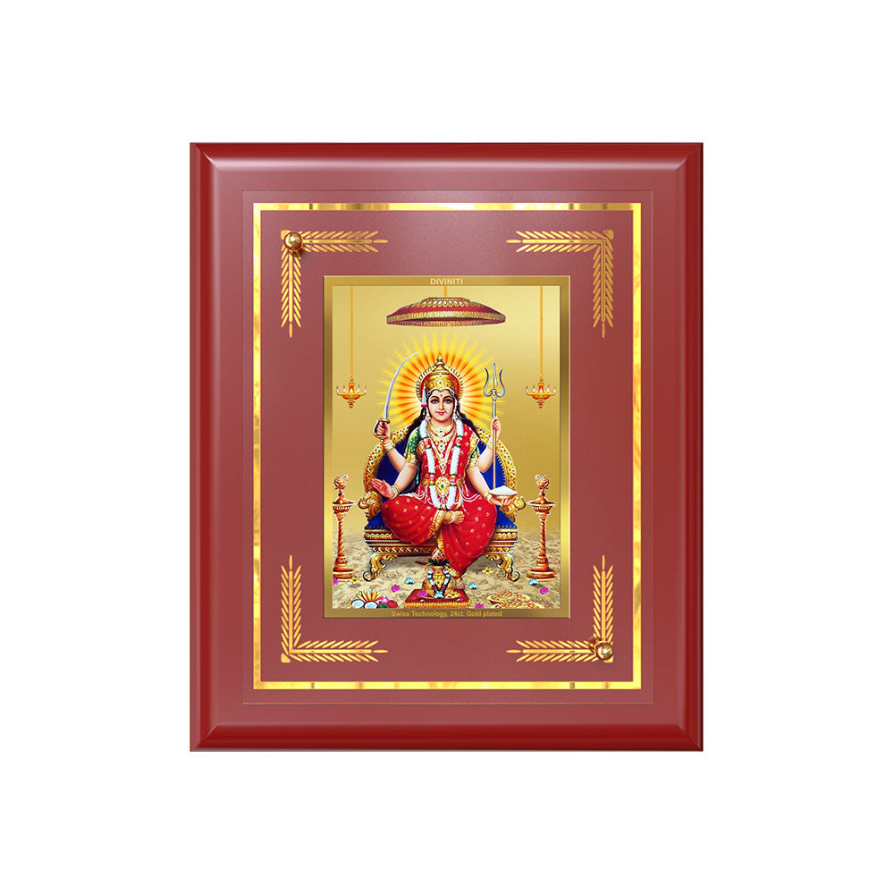 Diviniti 24K Gold Plated Santoshi Mata Blessing Tabletop Photo Frame | Peace, Prosperity & Divine Grace | MDF FRAME S1