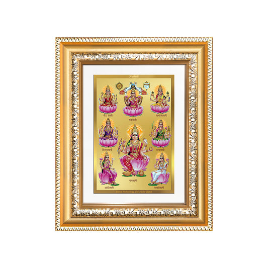 Diviniti 24K Gold Plated Ashtalakshmi Divine Wall and Table Top Frame for Home Mandir & Office Decor | Luxury Spiritual Gift