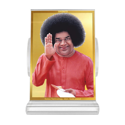 Sai Baba of Shirdi | Spiritual Car Dashboard & Tabletop Frame in 24K Gold Plated Foil