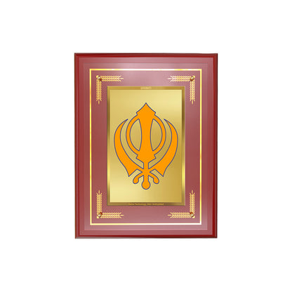 Diviniti 24K Gold Plated Khanda Sahib Blessing Tabletop Photo Frame | Strength, Unity & Spiritual Grace