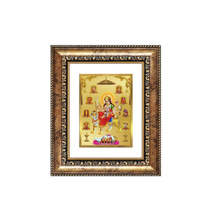 Diviniti 24K Gold Plated Nav Durga Divine Table Top Frame for Home Mandir & Office Decor | Luxury Spiritual Gift