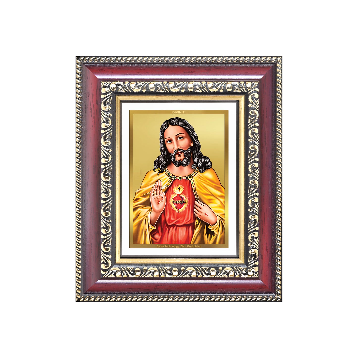 Diviniti 24K Gold Plated Jesus Christ (Classic) Divine Table Top Frame for Home Mandir & Office Decor | Luxury Spiritual Gift