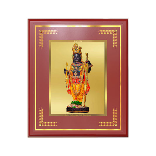 Diviniti Shree Ram Lalla with Arch Wall Photo Frame in 24K Gold Plated Foil – Divine Innocence, Royal Grace & Auspicious Blessings