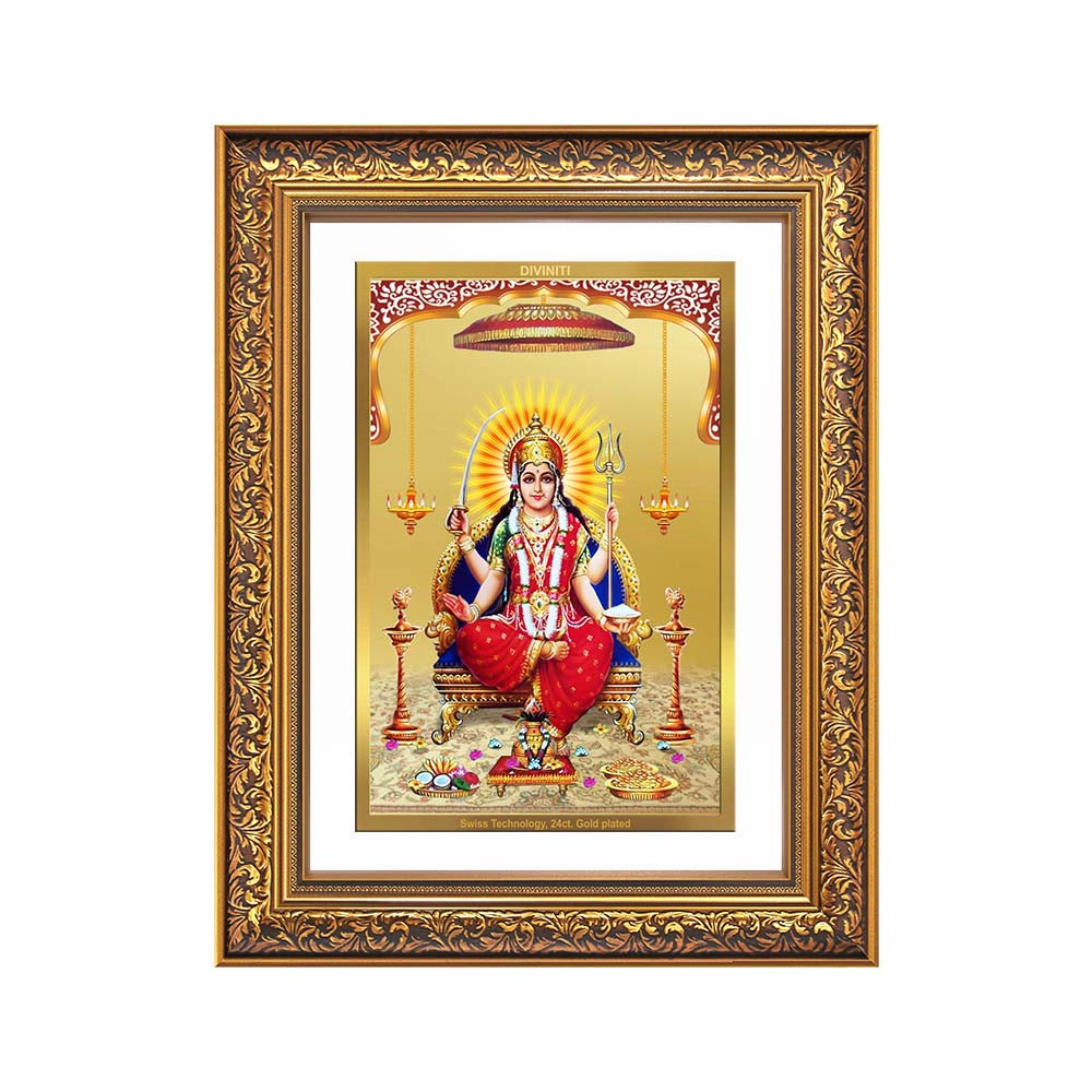 Diviniti 24K Gold Plated Santoshi Mata (Classic) Divine Wall Frame for Home Mandir & Office Decor | Luxury Spiritual Gift