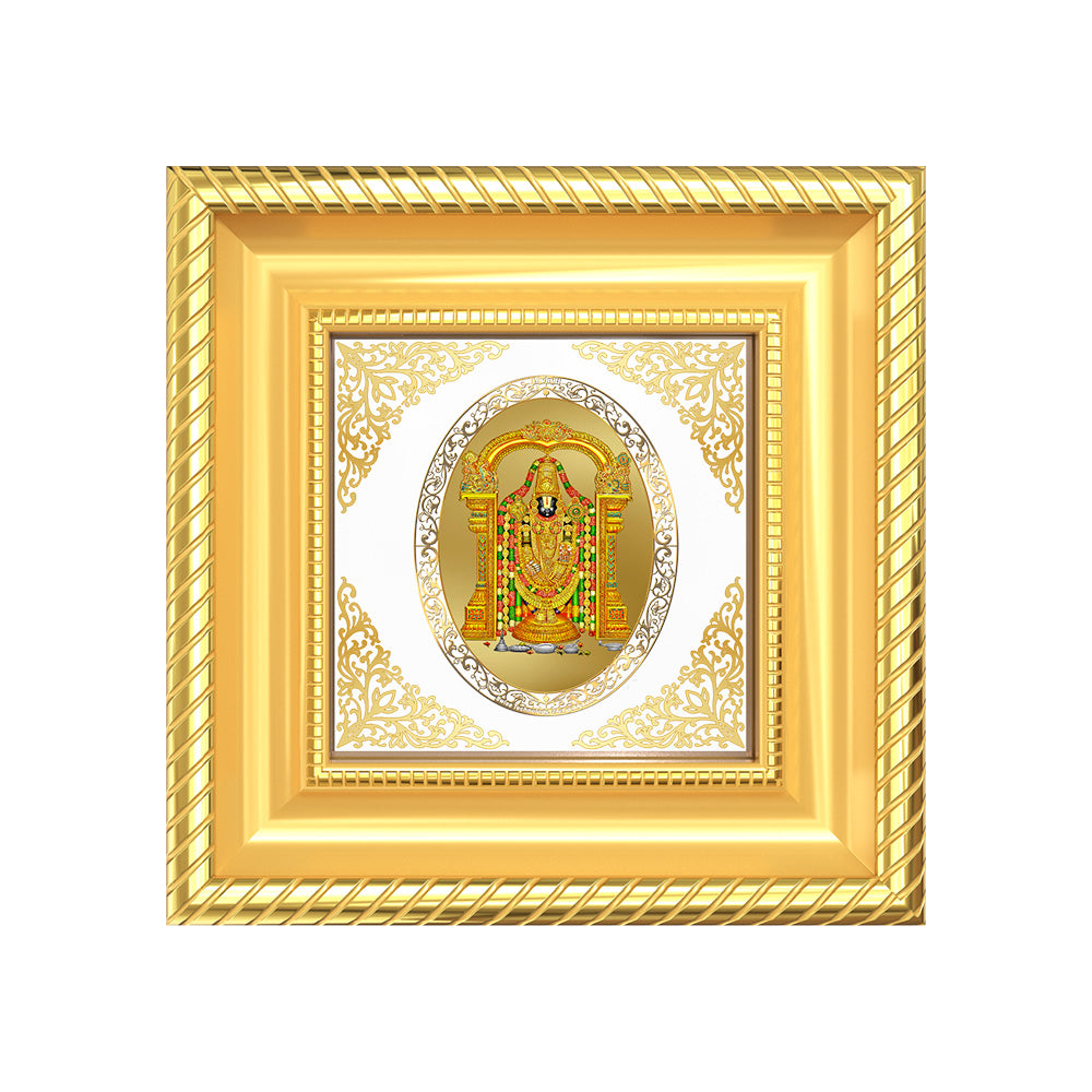 Tirupati Balaji | Divine Lord Venkateswara Royal Tabletop Photo Frame in 24K Gold Plated Foil
