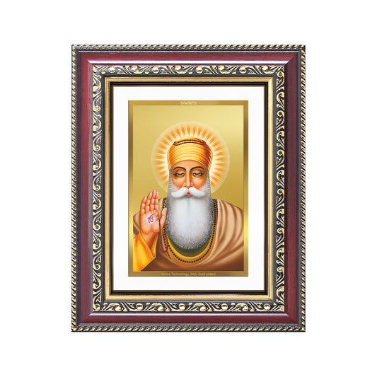 Diviniti 24K Gold Plated Guru Nanak Dev Ji (Classic) Sacred Sikh Wall and Table Top Frame for Home Decor & Office Ambiance | Premium Spiritual Gift