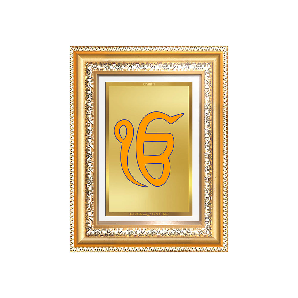 Diviniti 24K Gold Plated Ik Omkar (Classic) Divine Wall Frame for Home Mandir & Office Decor | Luxury Spiritual Gift