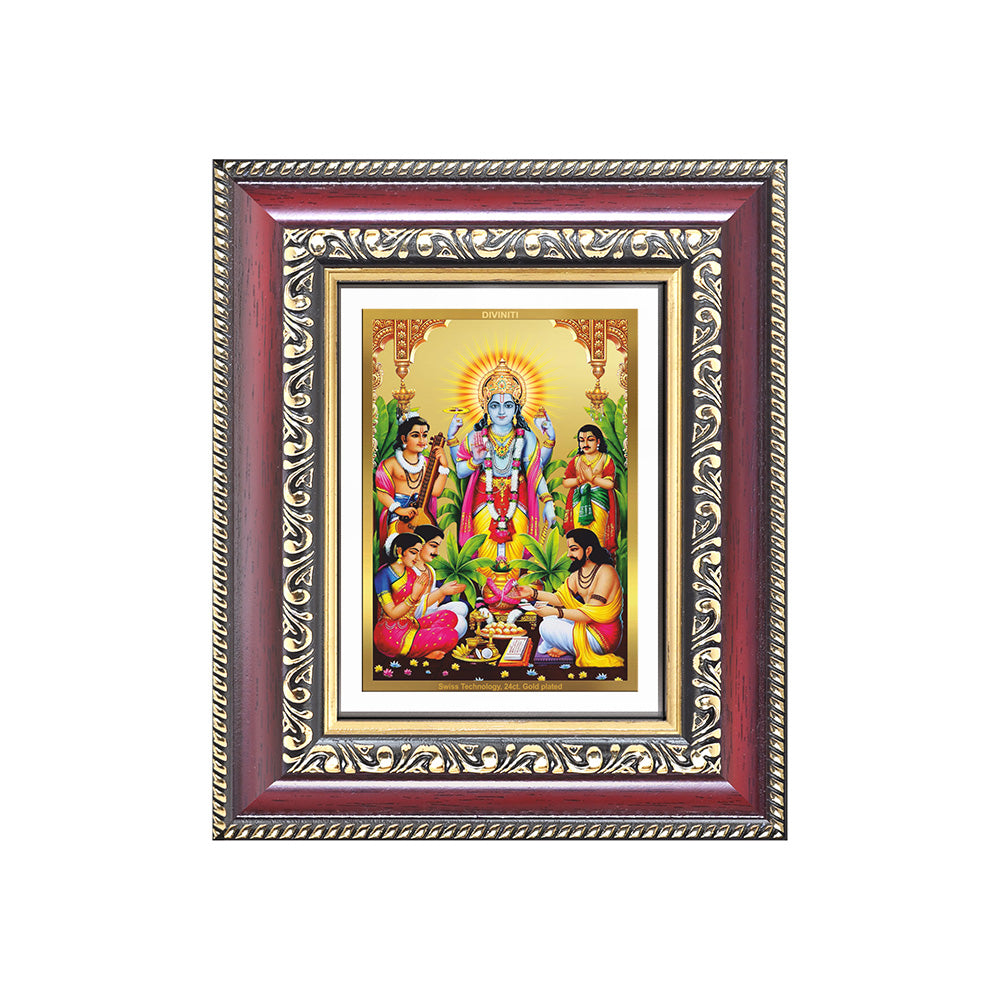 Diviniti 24K Gold Plated Satyanarayan (Classic) Divine Table Top Frame for Home Mandir & Office Decor | Luxury Spiritual Gift