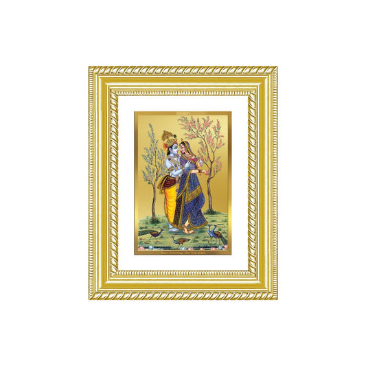 Diviniti 24K Gold Plated Radha Krishna (Classic) Divine Wall and Table Top Frame for Home Mandir & Office Decor | Luxury Spiritual Gift
