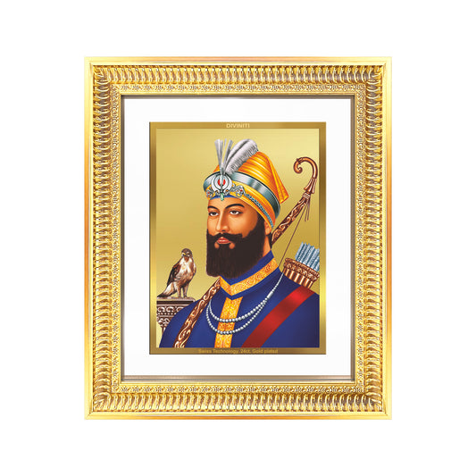 Diviniti 24K Gold Plated Guru Gobind Singh Ji (Classic) Sacred Sikh Wall Frame for Home Decor & Office Ambiance | Premium Spiritual Gift