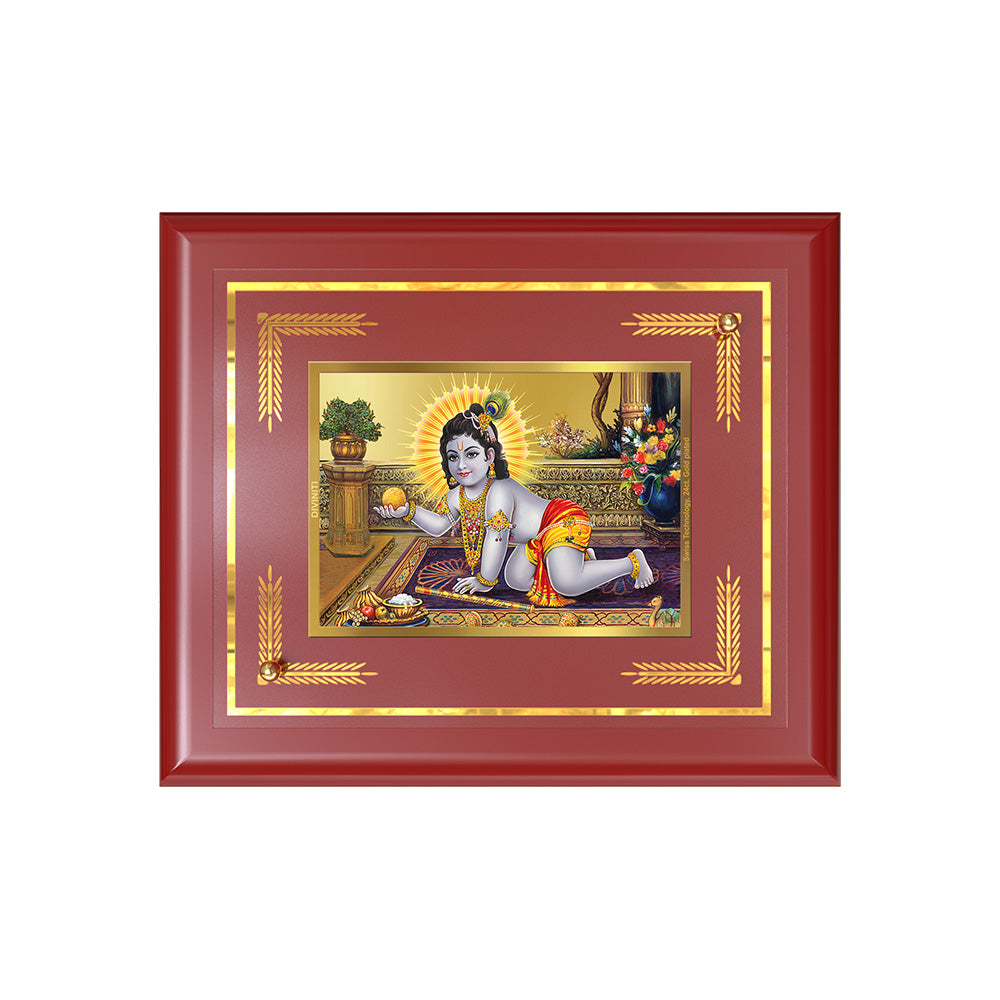 Diviniti 24K Gold Plated Laddu Gopal Blessing Tabletop Photo Frame | Love, Joy & Divine Grace