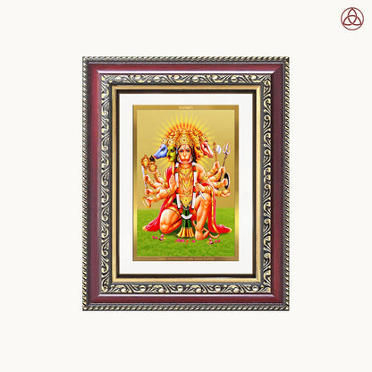 Panchmukhi Hanuman | Five-Faced Hanuman Wall & Tabletop Photo Frame in 24K Gold Plated Foil