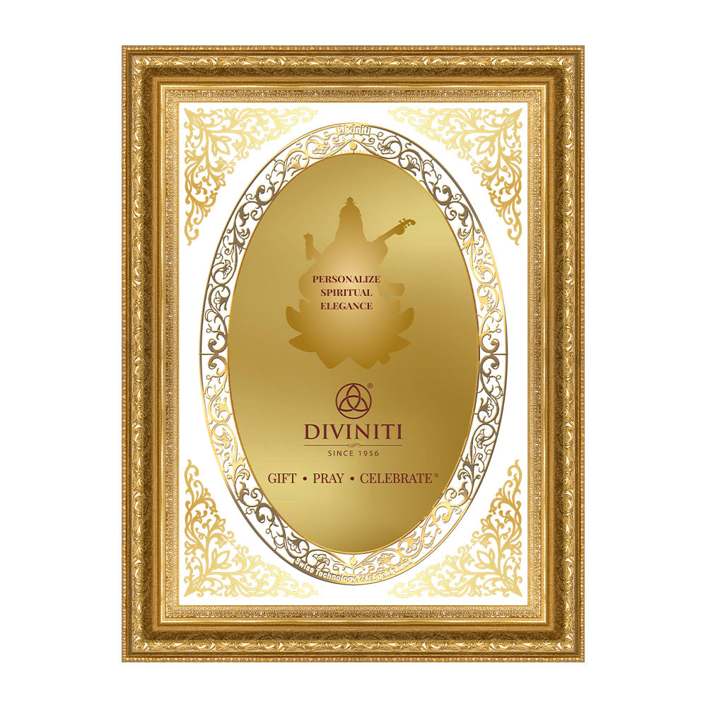 Diviniti Double Glass Frame Personalised Wall Mount Photo Frame in 24K Gold Plated Foil