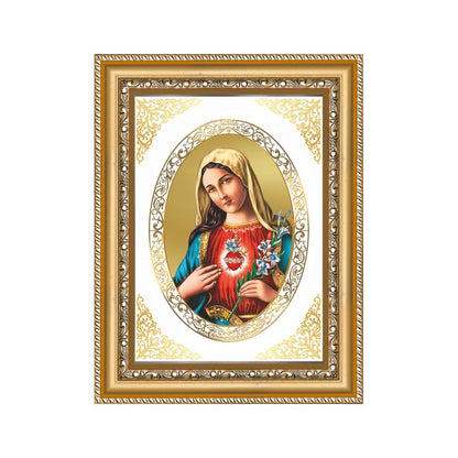 Mother Mary | Christian Divine Wall & Tabletop Royal Photo Frame in 24K Gold Plated Foil