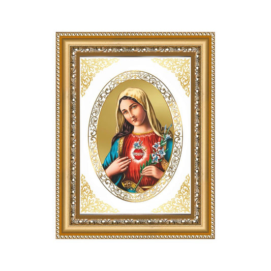 Mother Mary | Christian Divine Wall & Tabletop Royal Photo Frame in 24K Gold Plated Foil