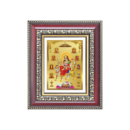 Diviniti 24K Gold Plated Nav Durga (Classic) Divine Table Top Frame for Home Mandir & Office Decor | Luxury Spiritual Gift