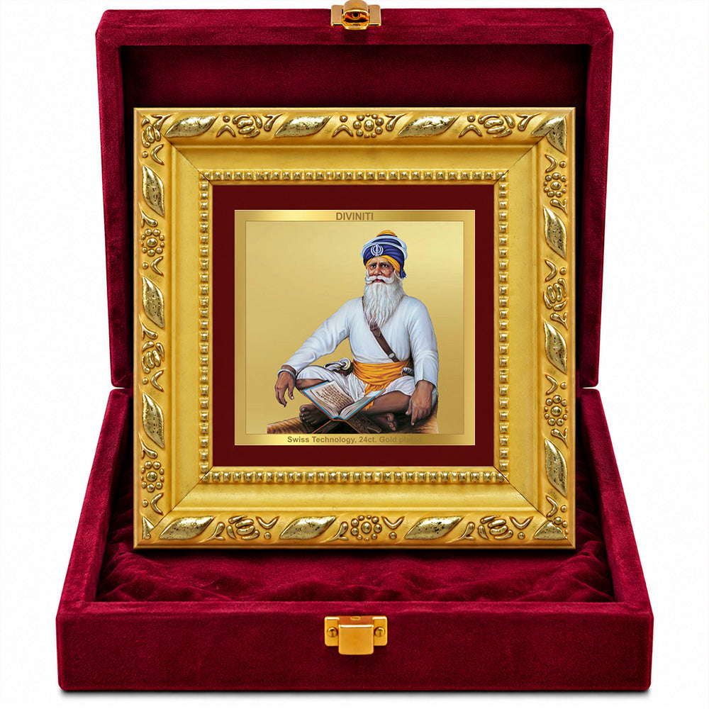 24K Gold-Plated Baba Deep Singh Frame | Premium Gift Box | 10x10 CM
