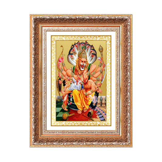 Lord Narasimha | The Fierce Protector Wall Photo Frame in 24K Gold Plated Foil