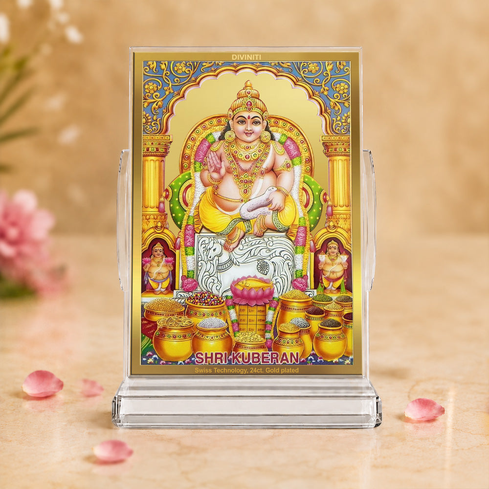 24K Gold-Plated Lord Kuber Acrylic Car Dashboard Frame | 11x7 CM