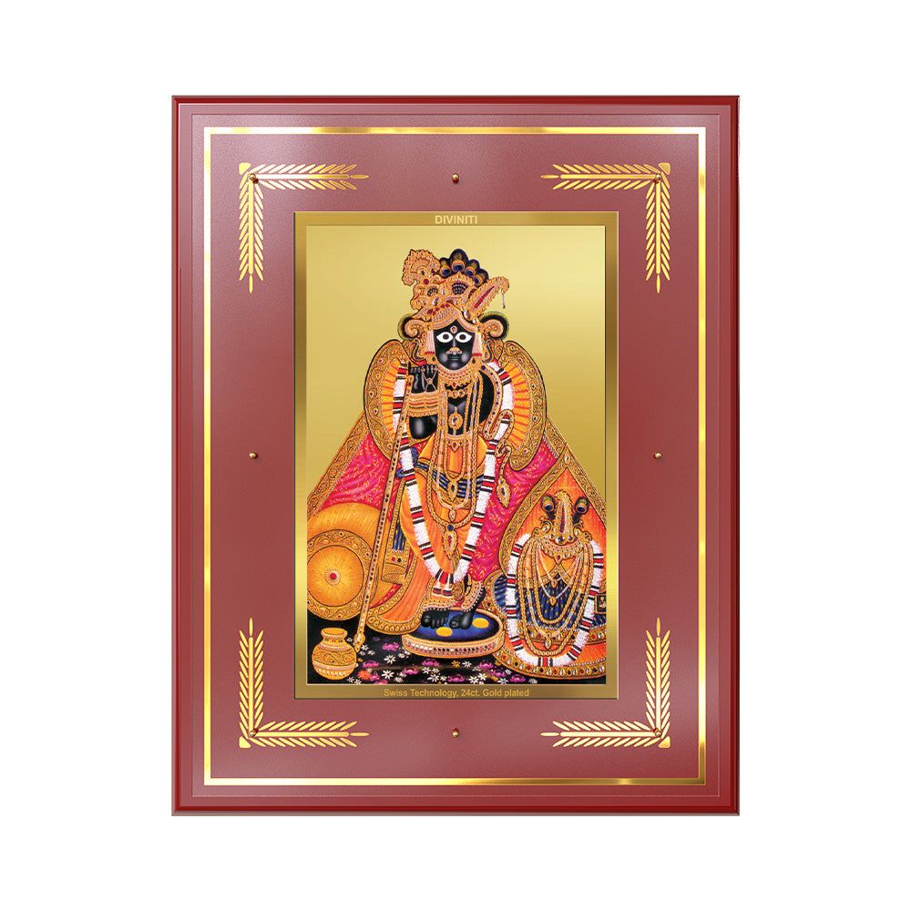 Banke Bihari Ji Wall Photo Frame in 24K Gold Plated Foil | Divine Love, Grace & Spiritual Bliss