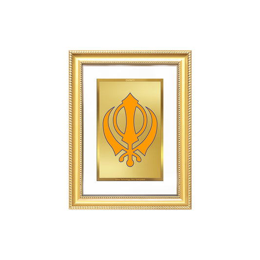 Diviniti 24K Gold Plated Khanda Sahib (Classic) Divine Wall Frame for Home Mandir & Office Decor | Luxury Spiritual Gift