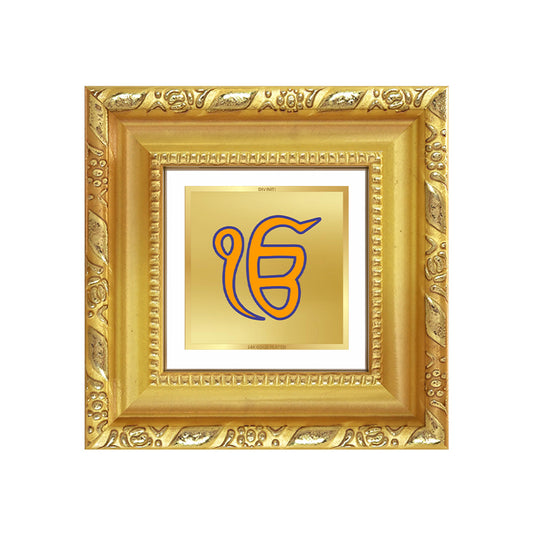 Diviniti Ik Onkar Tabletop Photo Frame in 24K Gold Plated Foil – Divine Unity, Peace & Eternal Truth – DG103S1A (10x10 CM)