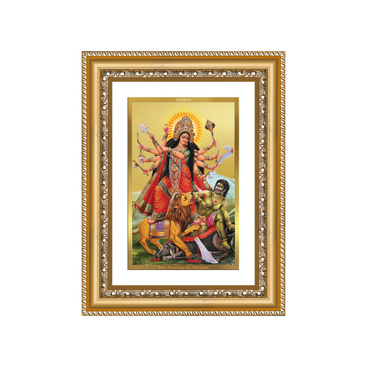 Diviniti 24K Gold Plated Durga - Mahishasura Mardini (Classic) Divine Wall Frame for Home Mandir & Office Decor | Luxury Spiritual Gift