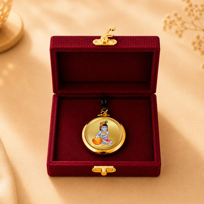 Diviniti 24K Gold Plated Bal Gopal & Laddu Gopal 28MM Double Sided Pendant For Men, Women & Kids