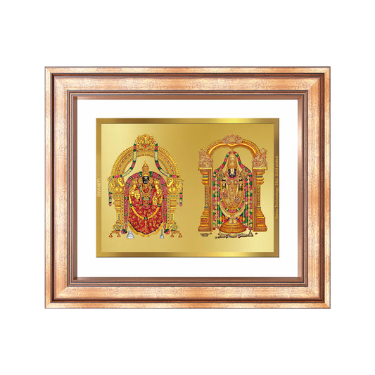 Diviniti 24K Gold Plated Padmavati And Balaji (Classic) Divine Wall Frame for Home Mandir & Office Decor | Luxury Spiritual Gift