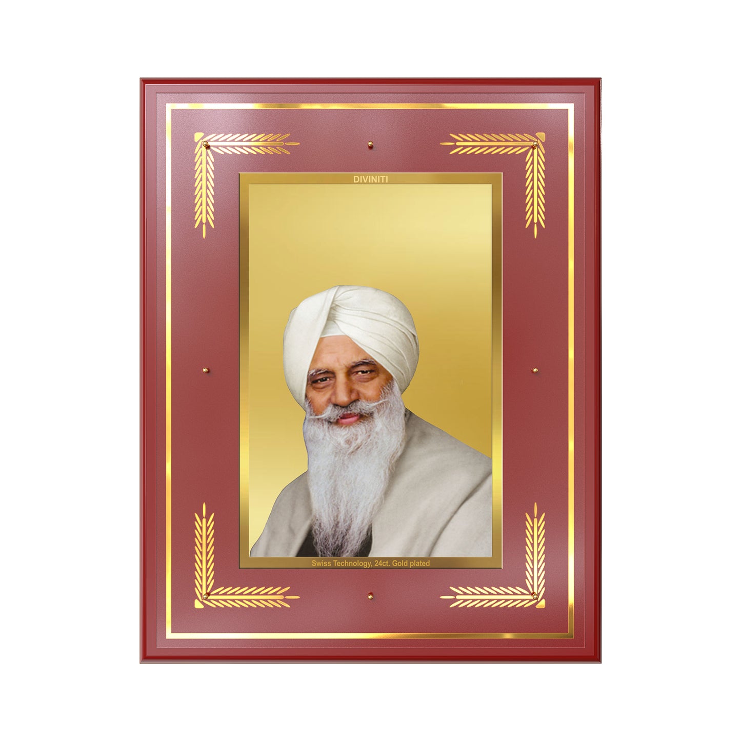 Baba Gurinder Singh Ji Maharaj | Spiritual Master of Radha Soami Satsang Beas Wall Mount Photo Frame in 24K Gold Plated Foil
