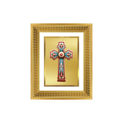 Diviniti 24K Gold Plated Holy Cross (Classic) Divine Wall Frame for Home Mandir & Office Decor | Luxury Spiritual Gift