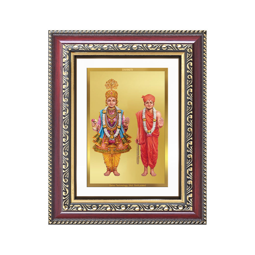 Diviniti 24K Gold Plated Swaminarayan (Classic) Divine Wall and Table Top Frame for Home Mandir & Office Decor | Luxury Spiritual Gift