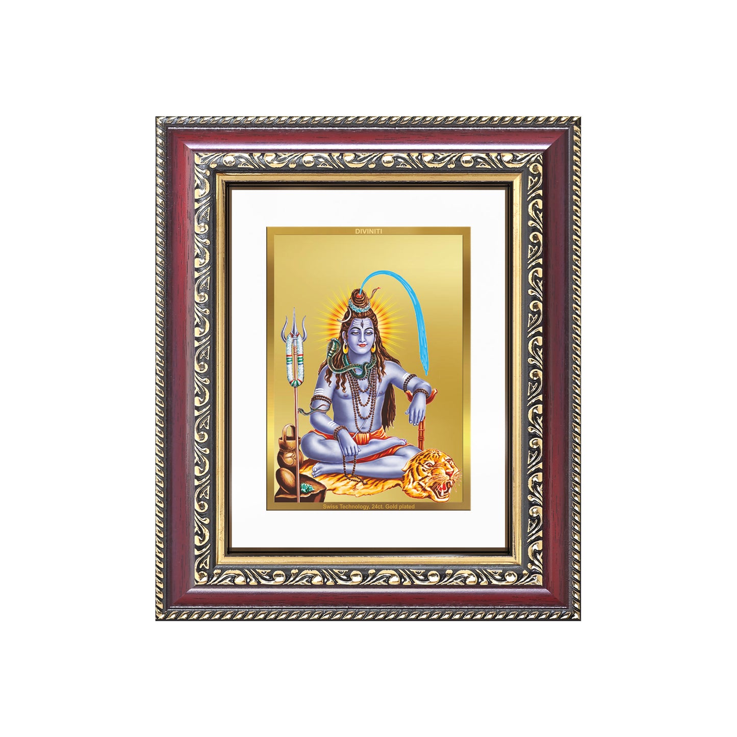 Diviniti 24K Gold Plated Shiva (Classic) Divine Table Top Frame for Home Mandir & Office Decor | Luxury Spiritual Gift