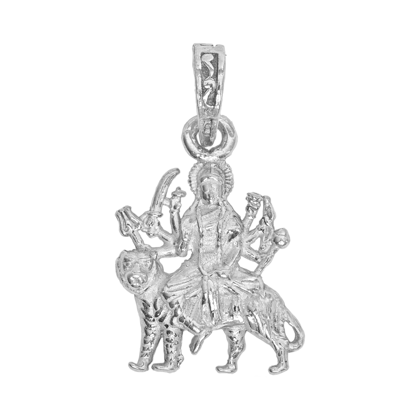 925 Pure Silver Durga Mata Pendant for Men, Women & Kids Divine God Pendant for Birthday, Anniversary, Special Occasion Gift (1.9x1.5 CM 4 g)