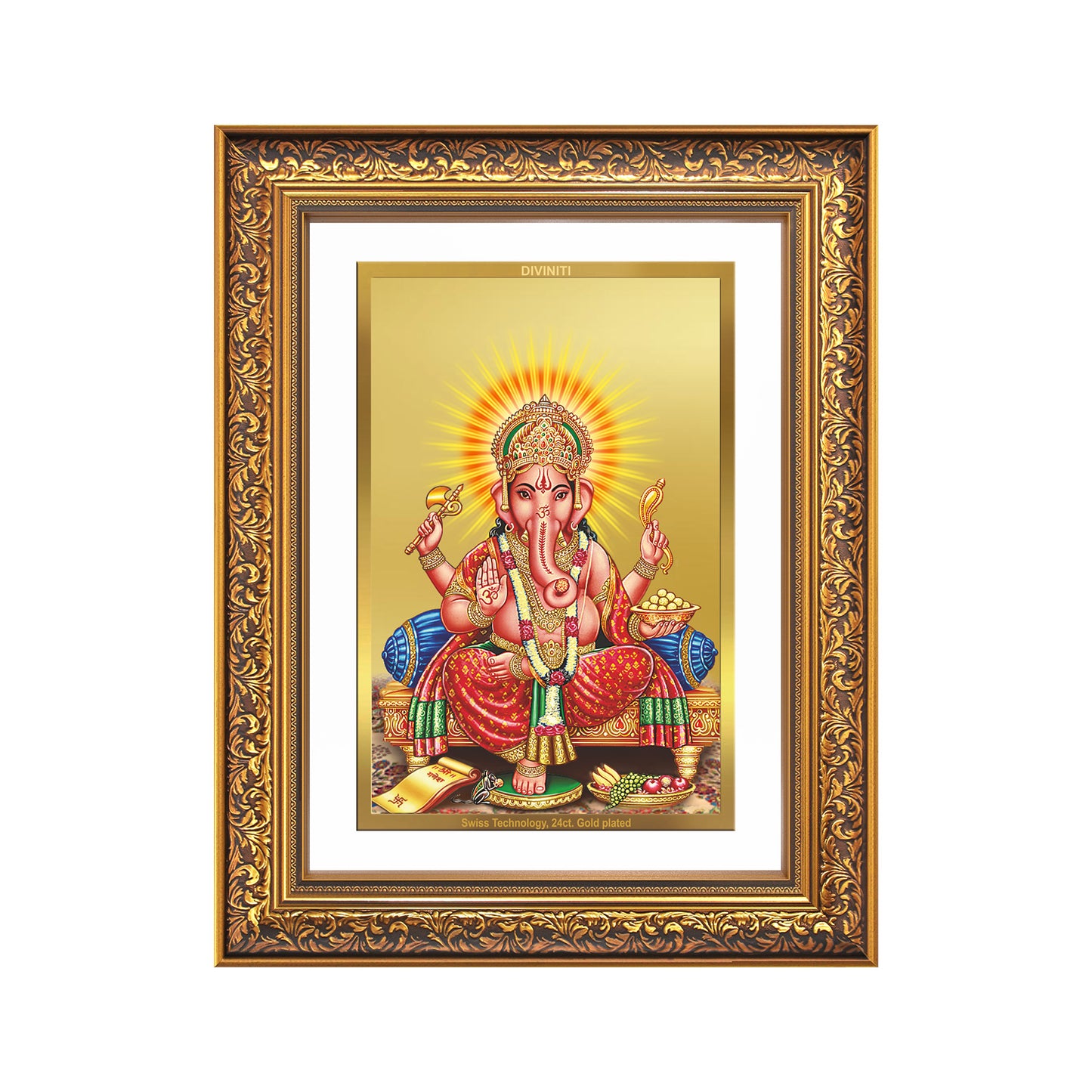 Diviniti 24K Gold Plated Ganesha (Classic) Divine Wall Frame for Home Mandir & Office Decor | Luxury Spiritual Gift